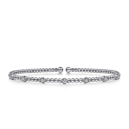 Gabirel & Co. 1/5 ct. tw. Diamond Bujukan Station Cuff Bracelet in 14K White Gold