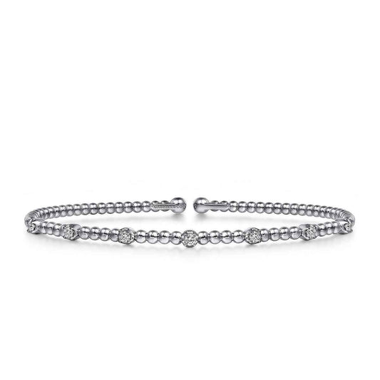 Gabirel & Co. 1/5 ct. tw. Diamond Bujukan Station Cuff Bracelet in 14K White Gold