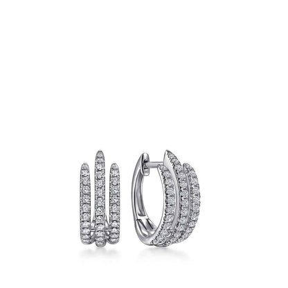 Gabriel & Co. 1/2 ct. tw. Diamond Triple Row Huggie Hoop Earrings in 14K White Gold