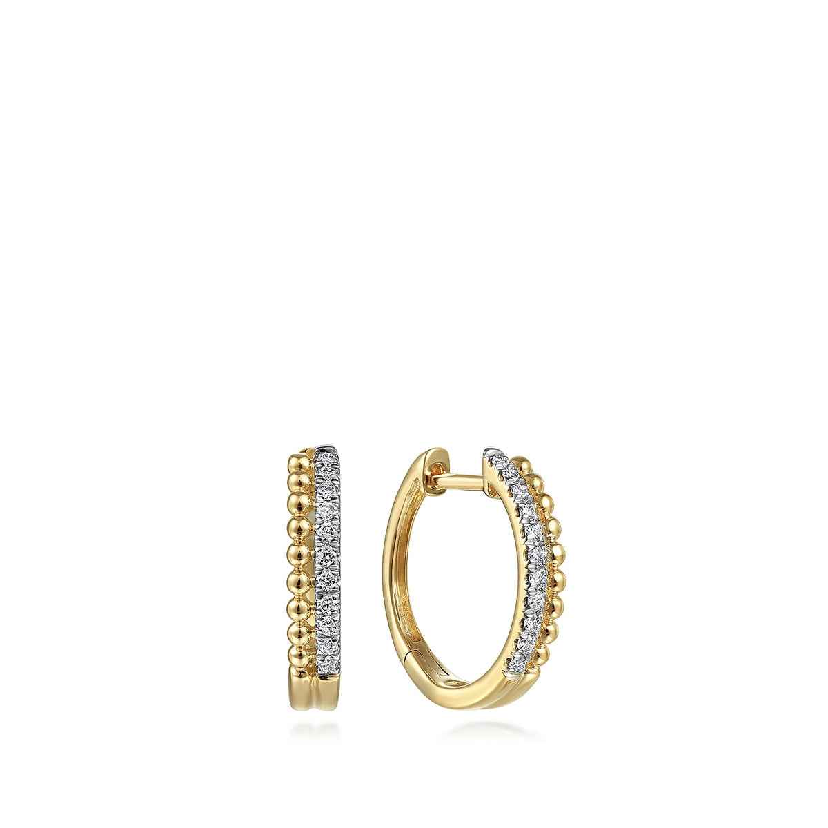 Gabriel & Co. 1/10 ct. tw. Diamond Bujukan Huggie Hoop Earrings in 14K Yellow Gold