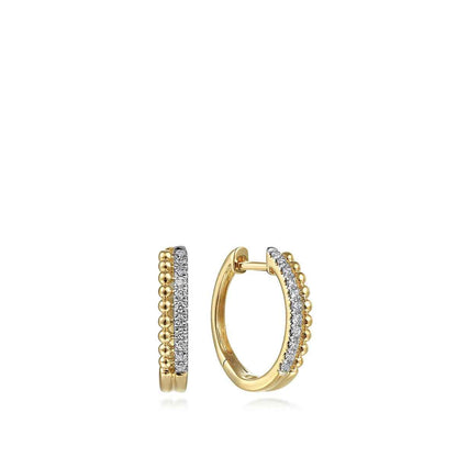 Gabriel & Co. 1/10 ct. tw. Diamond Bujukan Huggie Hoop Earrings in 14K Yellow Gold