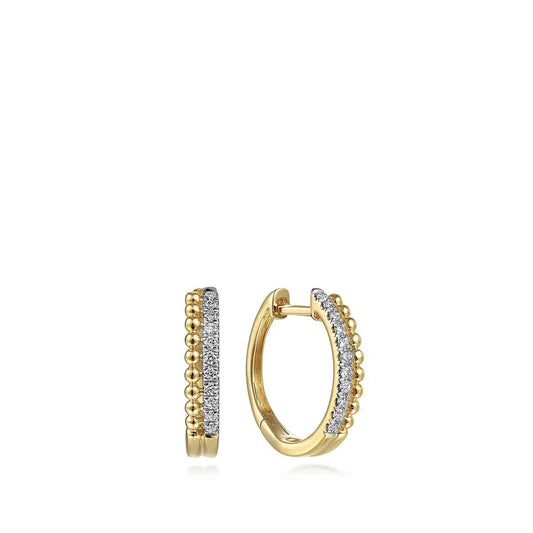 Gabriel & Co. 1/10 ct. tw. Diamond Bujukan Huggie Hoop Earrings in 14K Yellow Gold