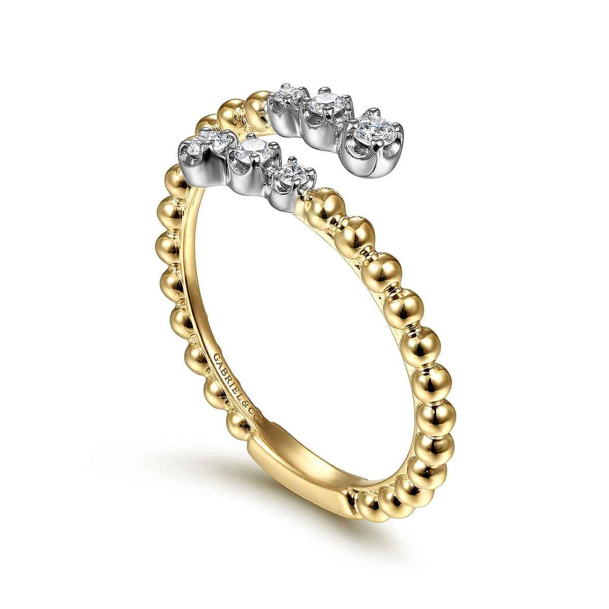 Gabriel & Co. 1/8 ct. tw. Diamond Bujukan Bypass Ring in 14K Yellow Gold front view