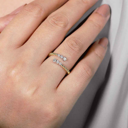 Gabriel & Co. 1/8 ct. tw. Diamond Bujukan Bypass Ring in 14K Yellow Gold close-up detail