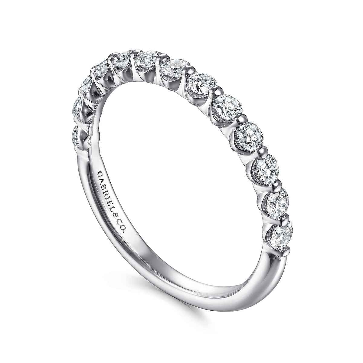Gabriel & Co. 1/2 ct. tw. Diamond Prong Ring in 14K White Gold front view