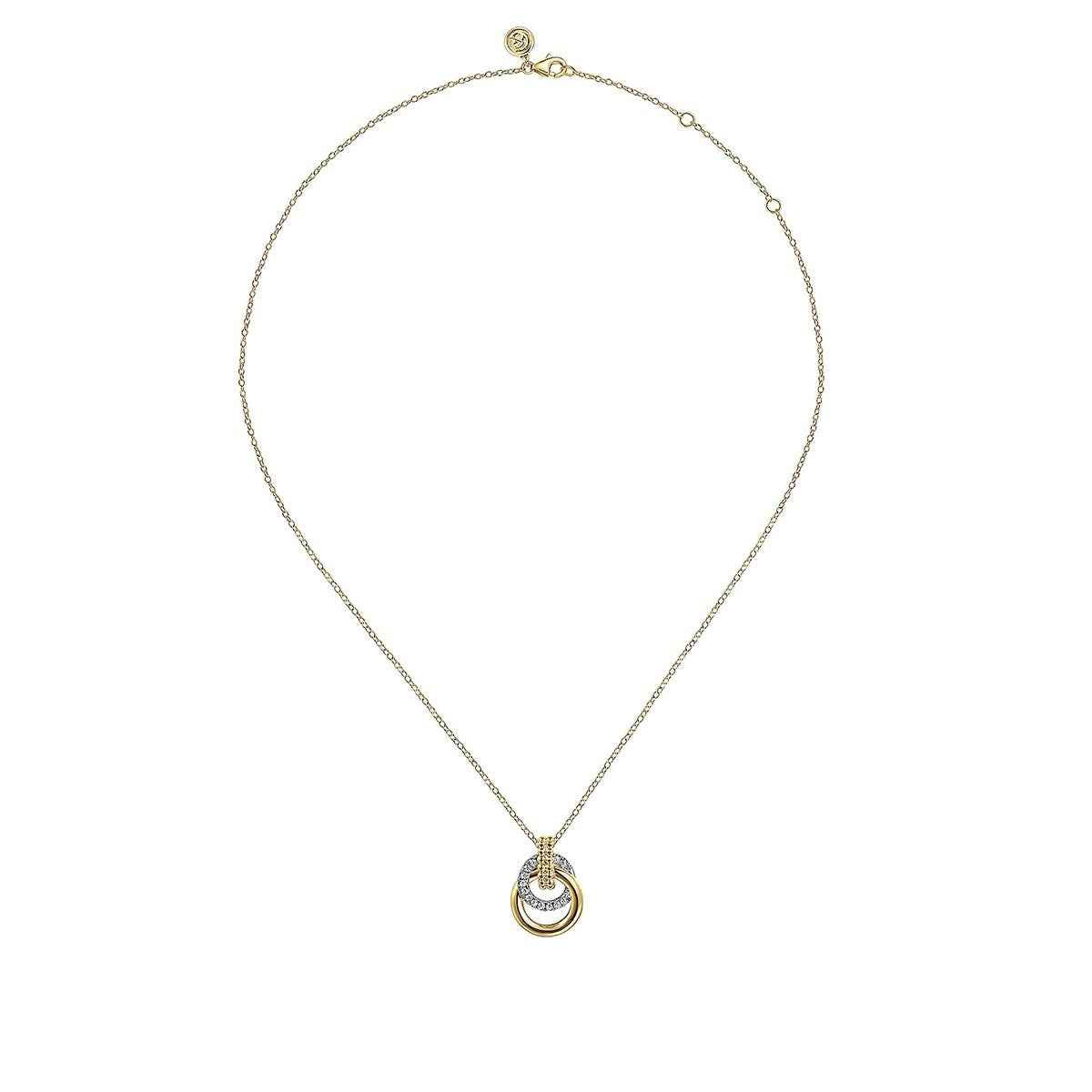 Gabriel & Co. 1/4 ct. tw. Diamond Bujukan Circle Pendant in 14K White & Yellow Gold