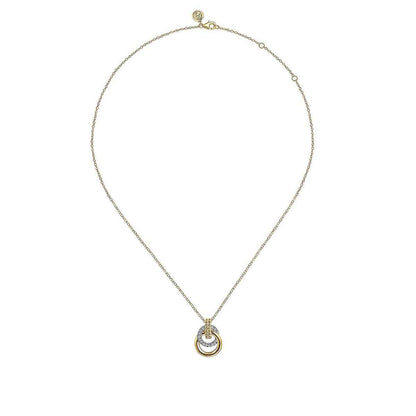 Gabriel & Co. 1/4 ct. tw. Diamond Bujukan Circle Pendant in 14K White & Yellow Gold