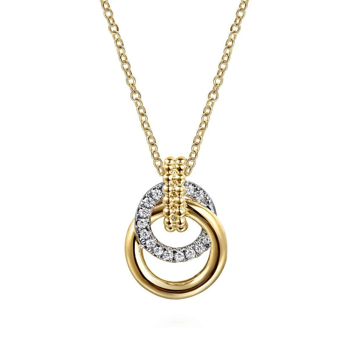 Gabriel & Co. 1/4 ct. tw. Diamond Bujukan Circle Pendant in 14K White & Yellow Gold