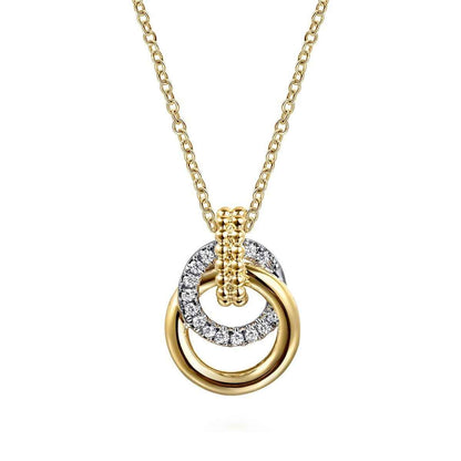 Gabriel & Co. 1/4 ct. tw. Diamond Bujukan Circle Pendant in 14K White & Yellow Gold