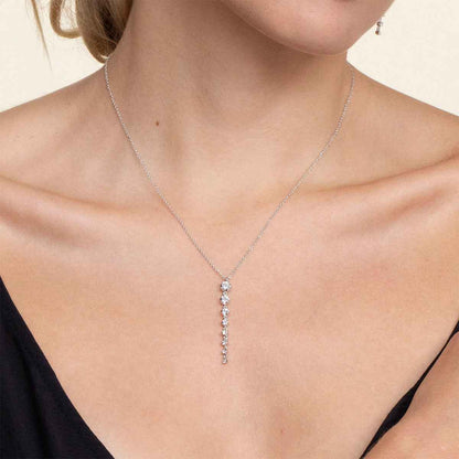 Gabriel & Co. 1/2 ct. tw. Diamond Vertical Bar Pendant in 14K White Gold close-up detail