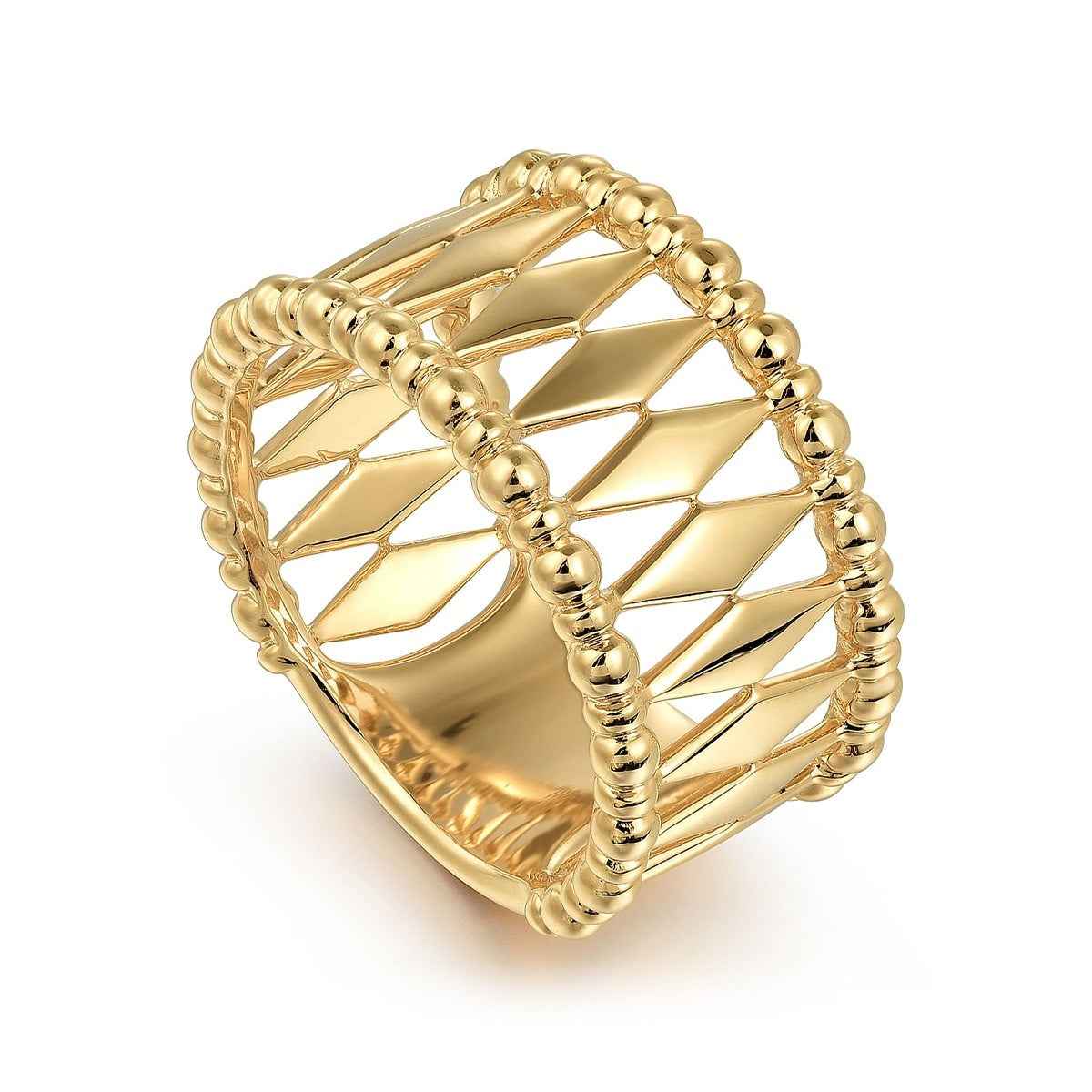 Gabriel & Co. Bujukan Wide Ring in 14K Yellow Gold front view
