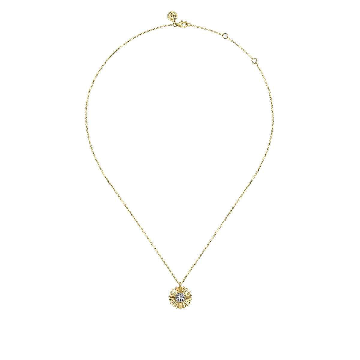 Gabriel & Co. 1/10 ct. tw. Diamond Flower Pendant in 14K Yellow Gold front view