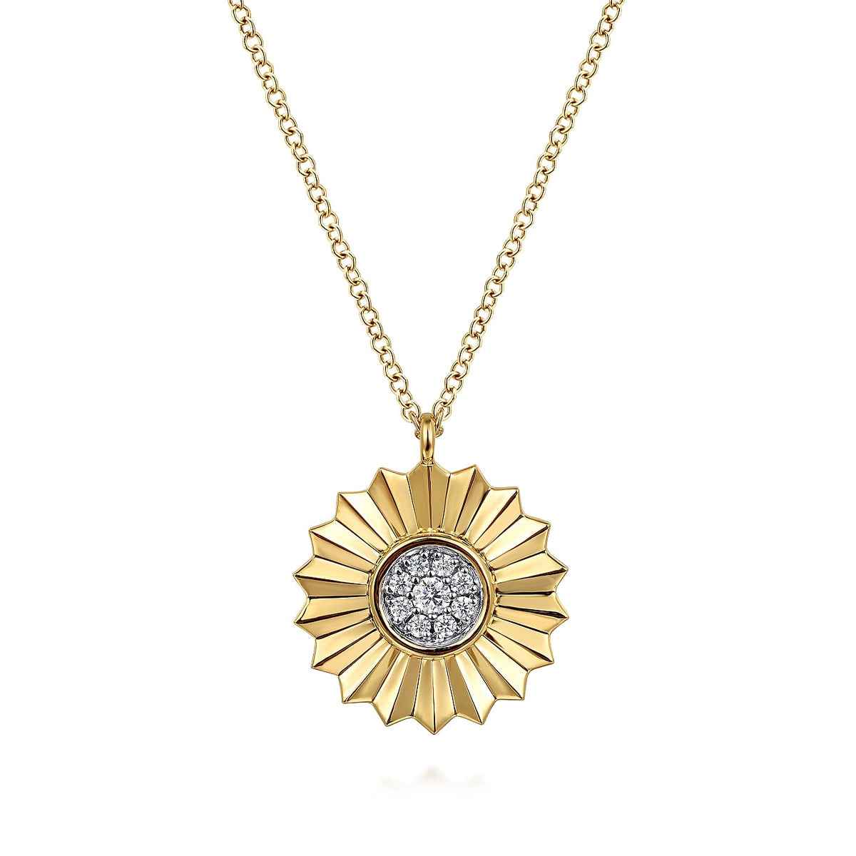 Gabriel & Co. 1/10 ct. tw. Diamond Flower Pendant in 14K Yellow Gold