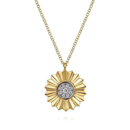 Gabriel & Co. 1/10 ct. tw. Diamond Flower Pendant in 14K Yellow Gold