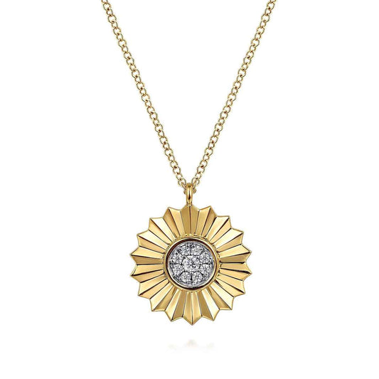 Gabriel & Co. 1/10 ct. tw. Diamond Flower Pendant in 14K Yellow Gold