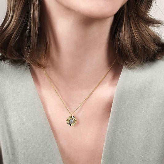 Gabriel & Co. 1/10 ct. tw. Diamond Flower Pendant in 14K Yellow Gold close-up detail