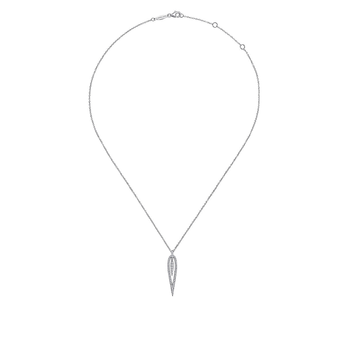 Gabriel & Co. 1/3 ct. tw. Diamond Teardrop Pendant in 14K White Gold front view
