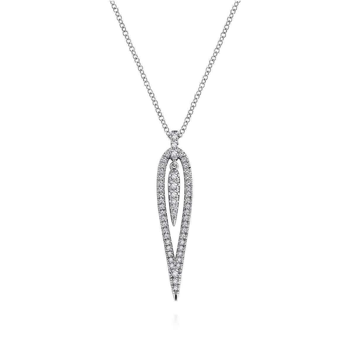 Gabriel & Co. 1/3 ct. tw. Diamond Teardrop Pendant in 14K White Gold