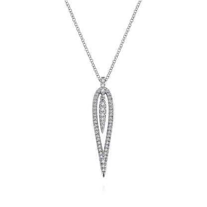 Gabriel & Co. 1/3 ct. tw. Diamond Teardrop Pendant in 14K White Gold