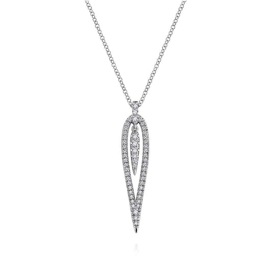 Gabriel & Co. 1/3 ct. tw. Diamond Teardrop Pendant in 14K White Gold