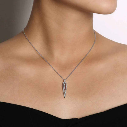 Gabriel & Co. 1/3 ct. tw. Diamond Teardrop Pendant in 14K White Gold close-up detail