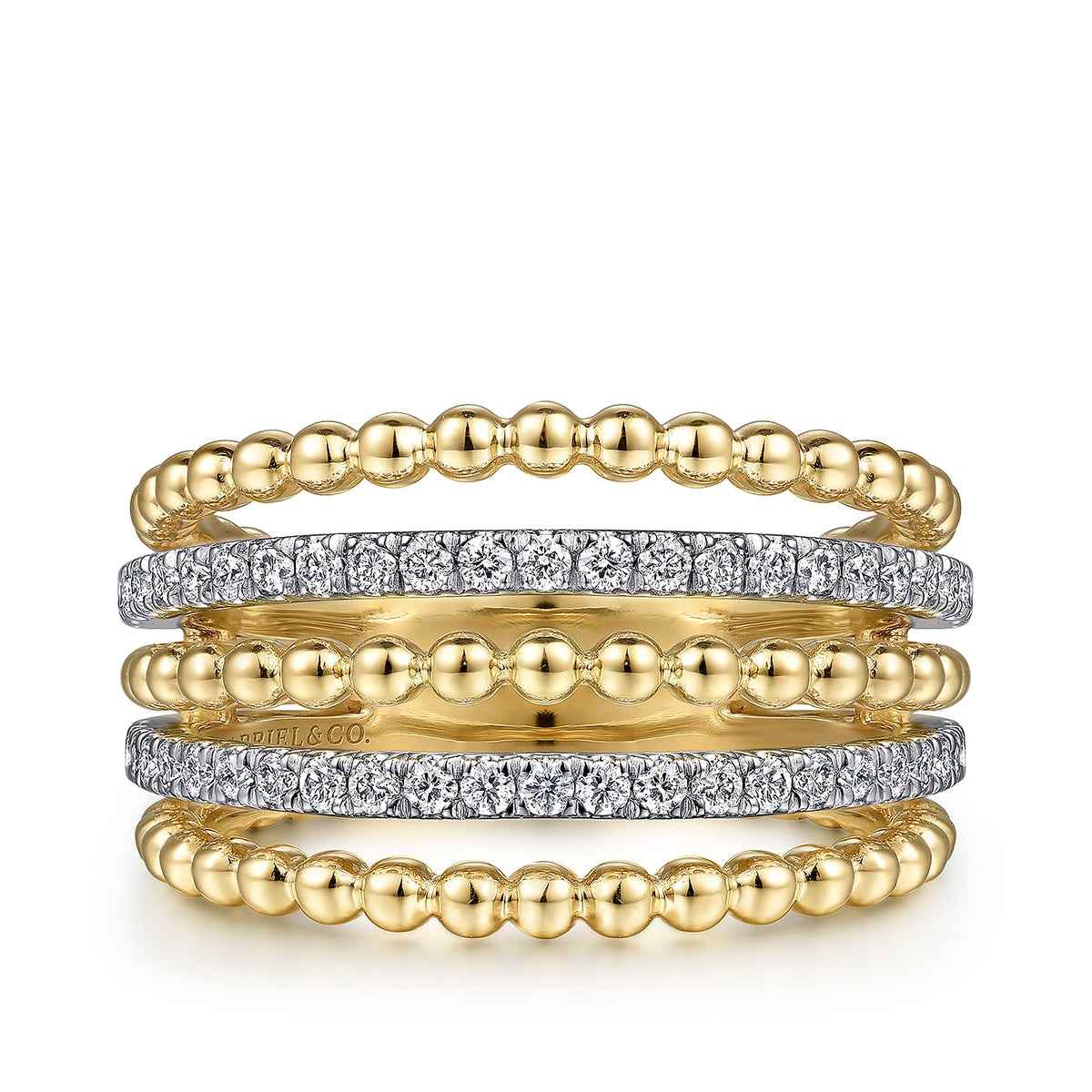 Gabriel & Co. 3/8 ct. tw. Diamond Bujukan Multi-Row Ring in 14K Yellow Gold