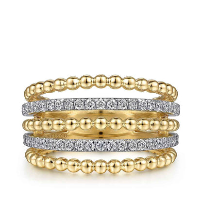 Gabriel & Co. 3/8 ct. tw. Diamond Bujukan Multi-Row Ring in 14K Yellow Gold