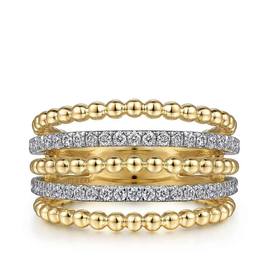 Gabriel & Co. 3/8 ct. tw. Diamond Bujukan Multi-Row Ring in 14K Yellow Gold
