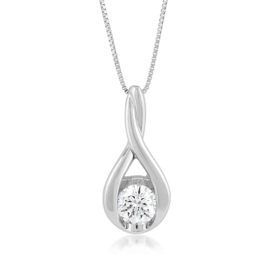 Sirena USA 1/2 ct. tw. Lab-Grown Round Brilliant Diamond Teardrop Pendant in 10K White Gold