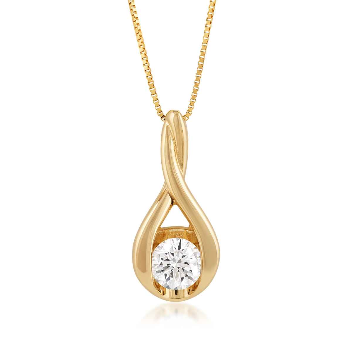 Sirena USA 1/2 ct. tw. Lab-Grown Round Diamond Teardrop Pendant in 10K Yellow Gold
