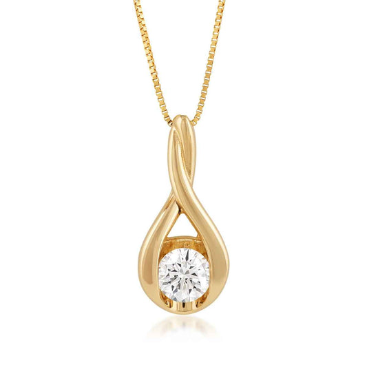 Sirena USA 1/2 ct. tw. Lab-Grown Round Diamond Teardrop Pendant in 10K Yellow Gold