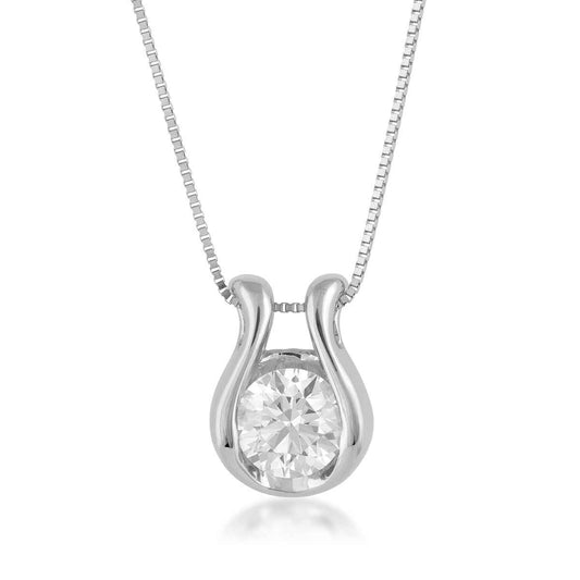 Sirena USA 1 ct. tw. Lab-Grown Round Diamond Horseshoe Pendant in 14K White Gold