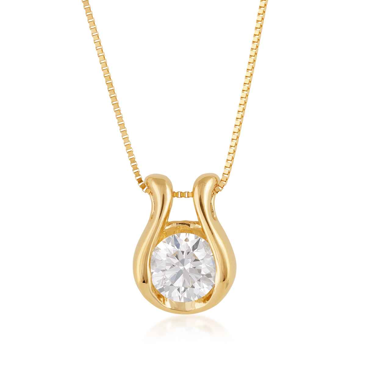 Sirena USA 1 ct. tw. Lab-Grown Round Diamond Horseshoe Pendant in 14K Yellow Gold