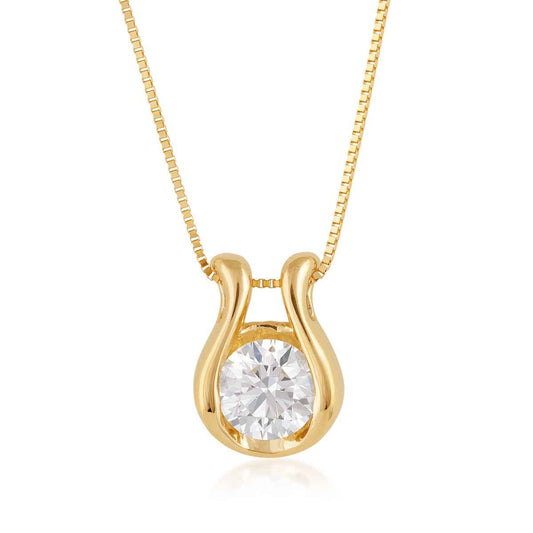 Sirena USA 1 ct. tw. Lab-Grown Round Diamond Horseshoe Pendant in 14K Yellow Gold