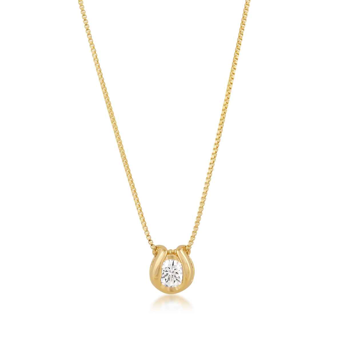 Sirena Round Diamond Accent Horseshoe Pendant in 14K Yellow Gold