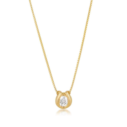 Sirena Round Diamond Accent Horseshoe Pendant in 14K Yellow Gold