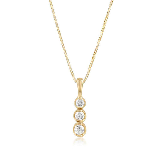Sirena 1/8 ct. tw. 3-Stone Diamond Pendant in 14K Yellow Gold