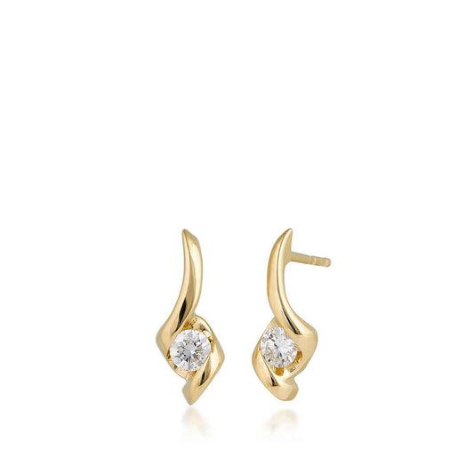 Sirena 1/5 ct. tw. Round Diamond Swirl Earrings in 14K Yellow Gold