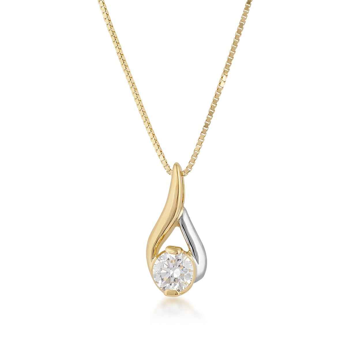 Sirena 1/4 ct. tw. Round Brilliant Diamond Teardrop Pendant in 14K Yellow & White Gold