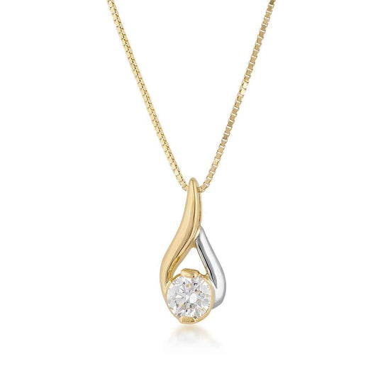 Sirena 1/4 ct. tw. Round Brilliant Diamond Teardrop Pendant in 14K Yellow & White Gold