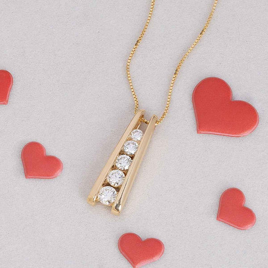 Sirena 1 ct. tw. Ladder Pendant in 14K Yellow Gold front view