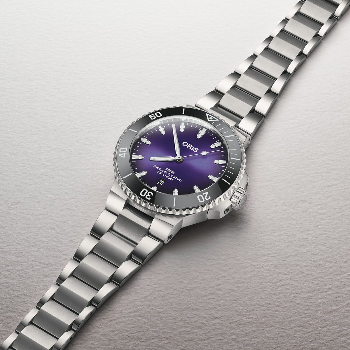 aquis purple dial automatic oris watch styled