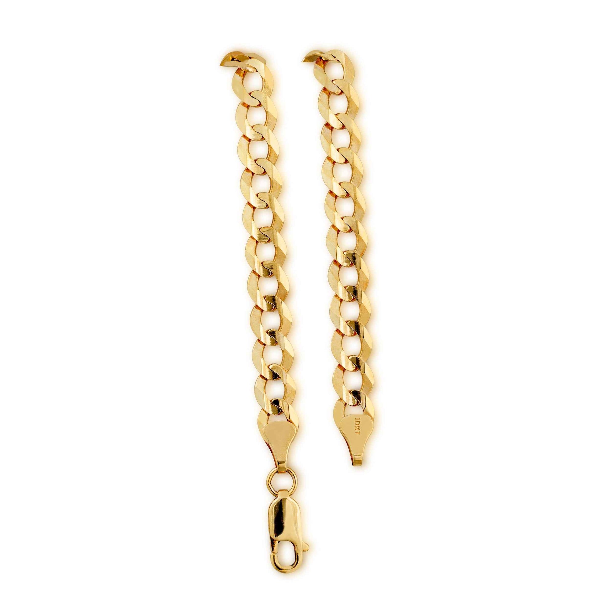 7.07mm Men's 24-inch Solid Curb Chain in 10K Gold front view
