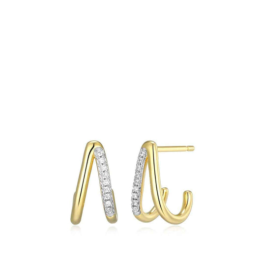 M by Monte Luna Lab-Grown Diamond Accent Split J Hoop Earrings in 14K Yellow Gold Plated Sterling Silver