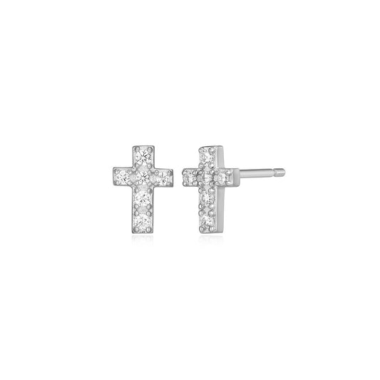 M by Monte Luna 1/10 ct. tw. Lab-Grown Diamond Cross Earrings in Sterling Silver