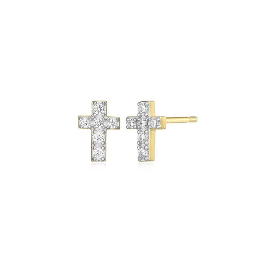 M by Monte Luna 1/10 ct. tw. Lab-Grown Diamond Cross Earrings in 14K Yellow Gold Plated Sterling Silver