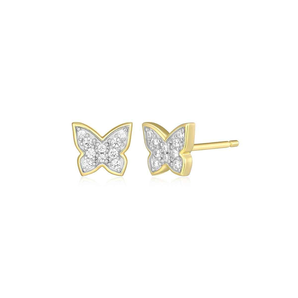 M by Monte Luna 1/10 ct. tw. Lab-Grown Diamond Butterfly Earrings in 14K Yellow Gold Plated Sterling Silver
