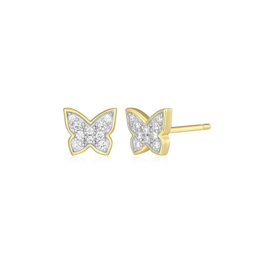 M by Monte Luna 1/10 ct. tw. Lab-Grown Diamond Butterfly Earrings in 14K Yellow Gold Plated Sterling Silver