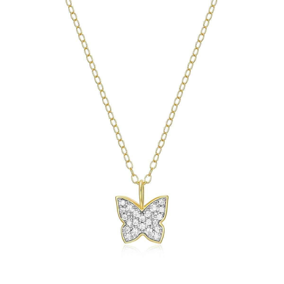 M by Monte Luna 1/10 ct. tw. Lab-Grown Diamond Butterfly Pendant in 14K Yellow Gold Plated Sterling Silver