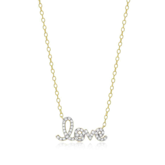 M by Monte Luna 1/8 ct. tw. Lab-Grown Diamond Love Necklace in 14K Yellow Gold Plated Sterling Silver